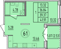 1 ккв № 61 Корп.: 2 , Секция 3  в ЖК Образцовый квартал 17