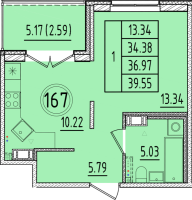 1 ккв № 167 Корп.: 2 , Секция 5  в ЖК Образцовый квартал 17
