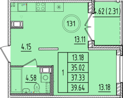 1 ккв № 131 Корп.: 1 , Секция 4  в ЖК Образцовый квартал 17