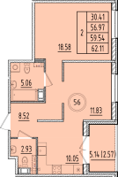 2 ккв № 56 Корп.: 3 , Секция 2  в ЖК Образцовый квартал 17
