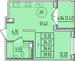 1 ккв № 20 Корп.: 1 , Секция 1  в ЖК Образцовый квартал 17