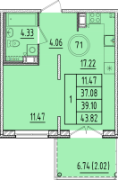 2 ккв (Евро) № 71 Корп.: 3 , Секция 3  в ЖК Образцовый квартал 17
