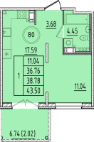 2 ккв (Евро) № 80 Корп.: 3 , Секция 3  в ЖК Образцовый квартал 17