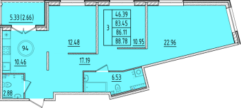 3 ккв № 94 Корп.: 1 , Секция 3  в ЖК Образцовый квартал 17