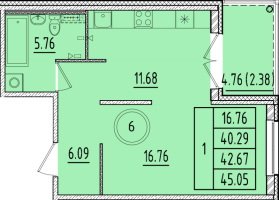 1 ккв № 6 Корп.: 3 , Секция 1  в ЖК Образцовый квартал 17