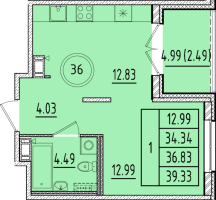 1 ккв № 36 Корп.: 3 , Секция 2  в ЖК Образцовый квартал 17