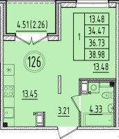 1 ккв № 126 Корп.: 1 , Секция 5  в ЖК Образцовый квартал 6.4