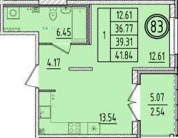 1 ккв № 83 Корп.: 2 , Секция 3  в ЖК Образцовый квартал 6.4