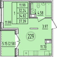 1 ккв № 229 Корп.: 1 , Секция 8  в ЖК Образцовый квартал 6.4
