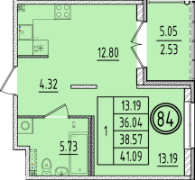 1 ккв № 84 Корп.: 2 , Секция 3  в ЖК Образцовый квартал 6.4