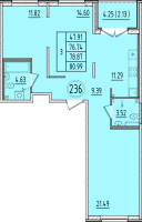 3 ккв № 236 Корп.: 1 , Секция 9  в ЖК Образцовый квартал 6.4