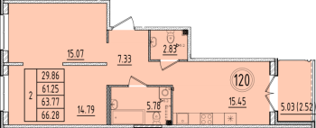 3 ккв (Евро) № 120 Корп.: 1 , Секция 5  в ЖК Образцовый квартал 6.4