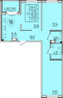 3 ккв № 98 Корп.: 1 , Секция 4  в ЖК Образцовый квартал 6.4