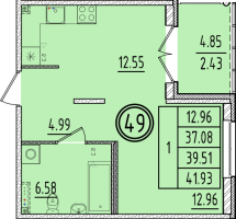 1 ккв № 49 Корп.: 2 , Секция 2  в ЖК Образцовый квартал 6.4