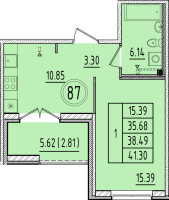 1 ккв № 87 Корп.: 1 , Секция 4  в ЖК Образцовый квартал 6.4