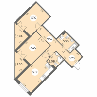 3 ккв (Евро) № 159 Корп.: 6 Уч. 270 , Секция 2  в ЖК Огни Залива