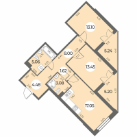 3 ккв (Евро) № 302 Корп.: 6 Уч. 270 , Секция 3  в ЖК Огни Залива