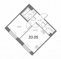 1 ккв № 838 Корп.: 8 Уч. 241 , Секция 13  в ЖК Огни Залива