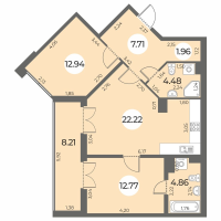 3 ккв (Евро) № 171 Корп.: 6 Уч. 270 , Секция 2  в ЖК Огни Залива
