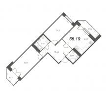 3 ккв (Евро) № 61 Корп.: 8 Уч. 241 , Секция 2  в ЖК Огни Залива