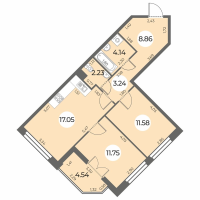 3 ккв (Евро) № 9 Корп.: 5 Уч. 269 , Секция 2  в ЖК Огни Залива