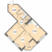 3 ккв (Евро) № 390 Корп.: 6 Уч. 270 , Секция 3  в ЖК Огни Залива