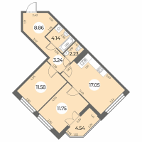 3 ккв (Евро) № 327 Корп.: 6 Уч. 270 , Секция 3  в ЖК Огни Залива