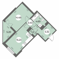 2 ккв (Евро) № 27 Корп.: 5 Уч. 269 , Секция 2  в ЖК Огни Залива