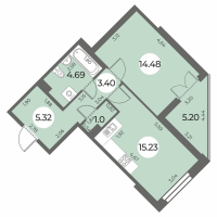 2 ккв (Евро) № 2 Корп.: 6 Уч. 270 , Секция 1  в ЖК Огни Залива