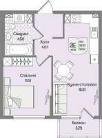 2 ккв (Евро) № 21 Корп.: 4 , Секция 1  в ЖК Охтинские высоты