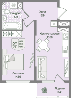 2 ккв (Евро) № 9 Корп.: 5 , Секция 1  в ЖК Охтинские высоты