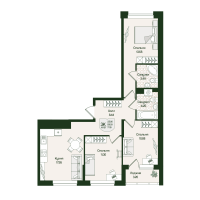4 ккв (Евро) № 107 Корп.: 4 , Секция 5  в ЖК Охтинские высоты