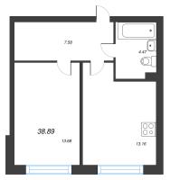 1 ккв № 91 Корп.: 1 , Секция 6  в ЖК Охтинские высоты