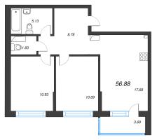 3 ккв (Евро) № 141 Корп.: 3 , Секция 7  в ЖК Охтинские высоты