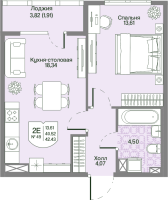 2 ккв (Евро) № 49 Корп.: 2 , Секция 2  в ЖК Охтинские высоты