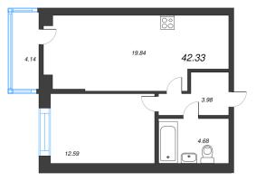 2 ккв (Евро) № 80 Корп.: 1 , Секция 5  в ЖК Охтинские высоты