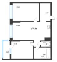 3 ккв (Евро) № 64 Корп.: 1 , Секция 4  в ЖК Охтинские высоты