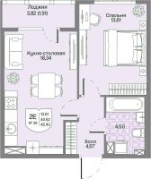 2 ккв (Евро) № 39 Корп.: 2 , Секция 2  в ЖК Охтинские высоты