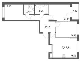 4 ккв (Евро) № 143 Корп.: 6 , Секция 7  в ЖК Охтинские высоты