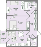 2 ккв № 23 Корп.: 5 , Секция 2  в ЖК Охтинские высоты