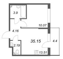 1 ккв № 40 Корп.: 5 , Секция 3  в ЖК Охтинские высоты