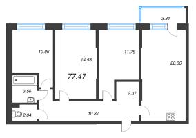 4 ккв (Евро) № 2 Корп.: 3 , Секция 1  в ЖК Охтинские высоты