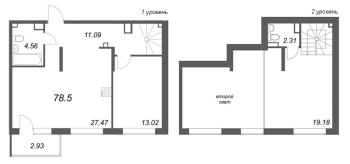 3 ккв (Евро) № 118 Корп.: 6 , Секция 5  в ЖК Охтинские высоты