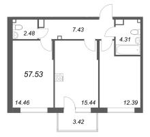 3 ккв (Евро) № 106 Корп.: 6 , Секция 5  в ЖК Охтинские высоты