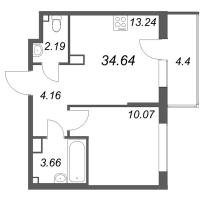 1 ккв № 26 Корп.: 5 , Секция 2  в ЖК Охтинские высоты