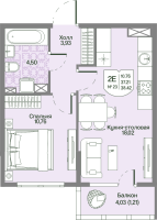 2 ккв (Евро) № 23 Корп.: 2 , Секция 1  в ЖК Охтинские высоты