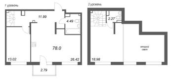 3 ккв (Евро) № 134 Корп.: 6 , Секция 6  в ЖК Охтинские высоты