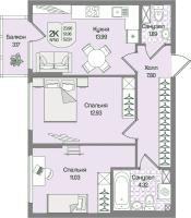 2 ккв № 50 Корп.: 5 , Секция 3  в ЖК Охтинские высоты