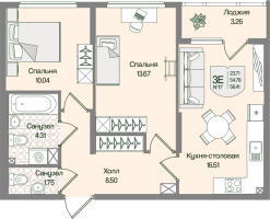 3 ккв (Евро) № 17 Корп.: 6 , Секция 1  в ЖК Охтинские высоты