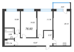 4 ккв (Евро) № 10 Корп.: 3 , Секция 1  в ЖК Охтинские высоты